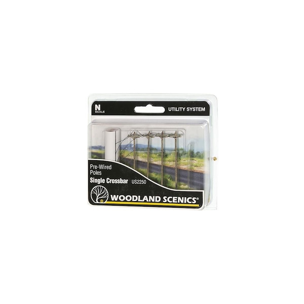 Woodland Scenics N Scale Pre-Wired Poles Single Crossbar WOO2250 - main
